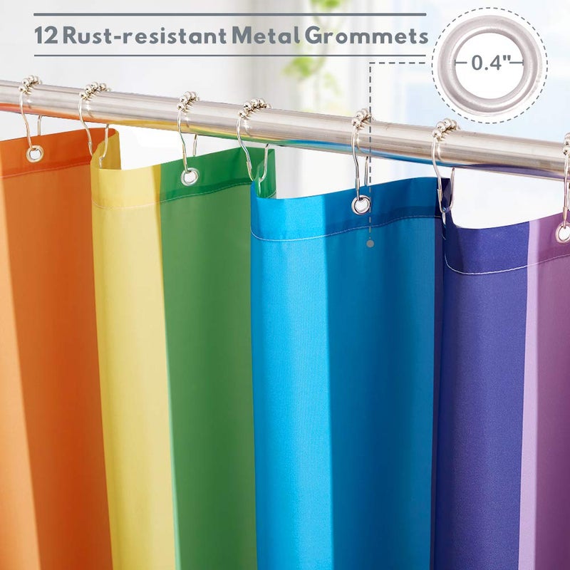 KGORGE Shower Curtain for Bathroom - Farmhouse Rainbow Stripe Pattern Boho Waterproof Washable Shower Curtain for Bathtub Camper Backdrop, 72 x 72 inches, Hooks Included - Image 2